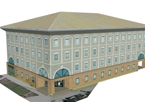 法院建筑设计SU(草图大师)模型