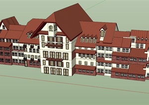 欧式多层酒店建筑设计SU(草图大师)模型