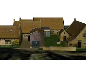 某两层居民村落住宅建筑设计SU(草图大师)模型