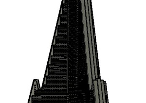 现代风格三角形酒店建筑设计SU(草图大师)模型