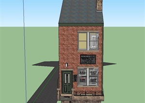 某两层条形商住房建筑设计SU(草图大师)模型