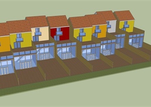 台地城镇住宅建筑设计SU(草图大师)模型