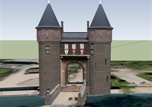某欧式景观城门设计SU(草图大师)模型