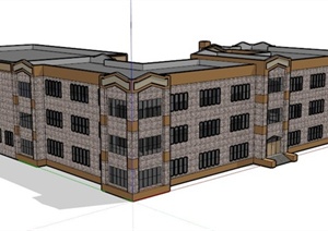 某个学校教学楼建筑设计SU(草图大师)模型