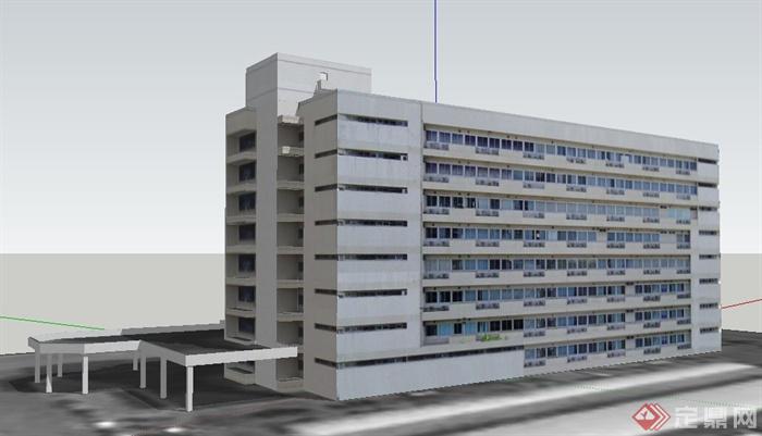某现代8层办公楼建筑设计SU模型(1)