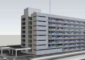 某现代8层办公楼建筑设计SU(草图大师)模型