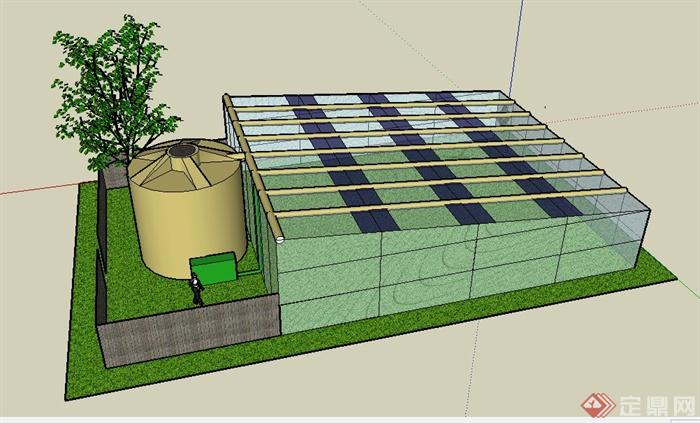 现代风格智能温室建筑设计SU模型(1)
