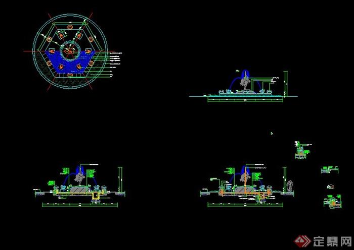 园林景观雕塑喷泉设计CAD施工详图(2)