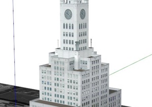 美式办公大楼建筑设计SU(草图大师)模型