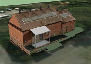 乡村单层住宅建筑设计SU(草图大师)模型1