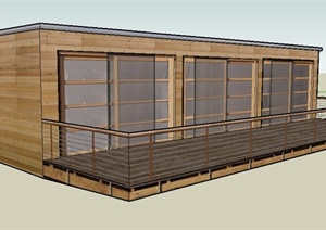 现代单层小木屋建筑设计SU(草图大师)模型