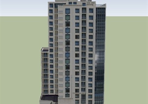 现代某高层行政单位小区住宅建筑设计SU(草图大师)模型