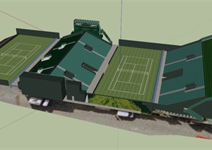 网球场馆建筑设计SU(草图大师)模型