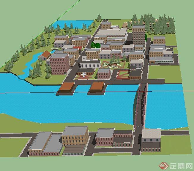 现代某城镇规划设计SU模型(3)