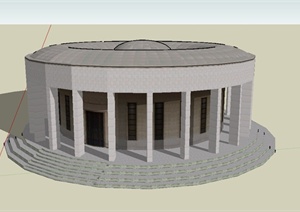 某欧式圆形礼堂建筑设计SU(草图大师)模型