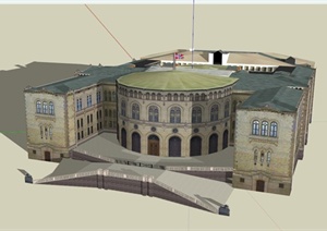 挪威议会大厦建筑设计SU(草图大师)模型