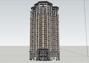 简欧高层住宅楼建筑设计SU(草图大师)模型