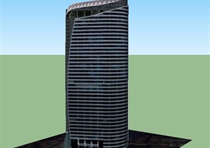 现代某高层条形股票公司建筑设计SU(草图大师)模型