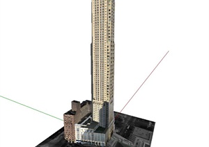 现代某超高层酒店建筑设计SU(草图大师)模型