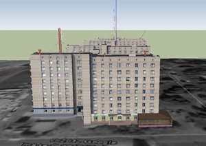 现代某高层多栋连接式住宅建筑设计SU(草图大师)模型