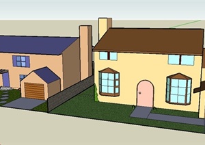 两栋民居自建房住宅建筑设计SU(草图大师)模型