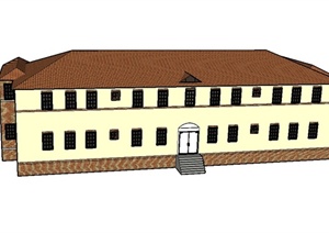某两层现代风格仓库建筑设计SU(草图大师)模型