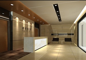 现代风格办公楼层室内设计SU(草图大师)模型（含效果图）