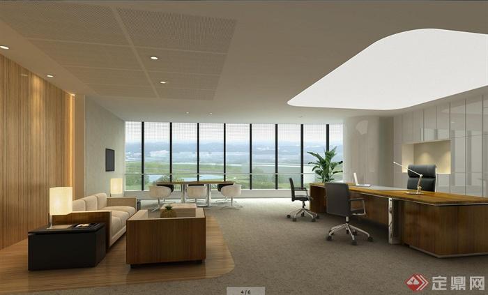 现代风格办公楼层室内设计su模型（含效果图）(3)