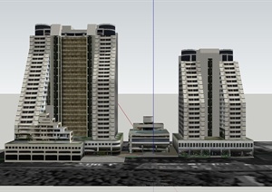 现代某高层度假酒店建筑设计SU(草图大师)模型