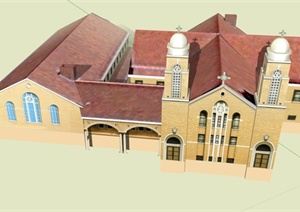 某教堂建筑设计SU(草图大师)模型1
