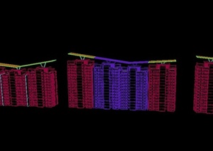 三栋现代多层住宅建筑设计3DMAX模型