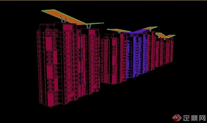 三栋现代多层住宅建筑设计3DMAX模型(2)