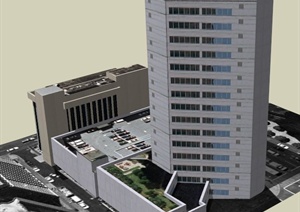 某一栋酒店建筑设计SU(草图大师)模型1