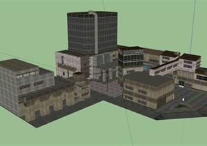 老商业街建筑设计SU(草图大师)模型