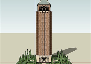 现代某高层纪念塔建筑设计SU(草图大师)模型