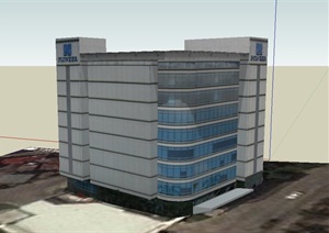 现代某七层行政办公建筑设计SU(草图大师)模型