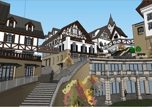 瑞士风情商业街建筑设计效果图