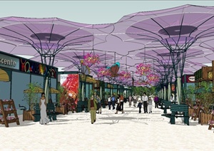 商业街景观设计SU(草图大师)模型