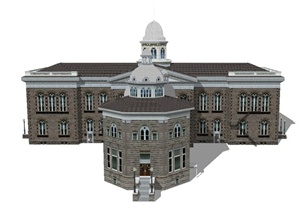 某两层美式国会大厦建筑设计SU(草图大师)模型