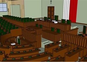 某法庭审判厅室内设计SU(草图大师)模型