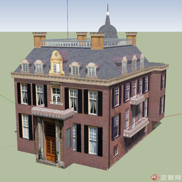 某栋欧式住宅楼建筑设计SU模型(1)