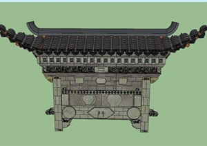某古典中式门套设计SU(草图大师)模型
