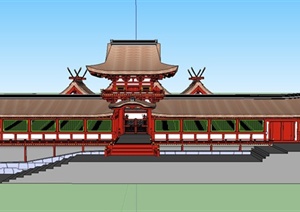 某日式寺庙建筑设计SU(草图大师)模型