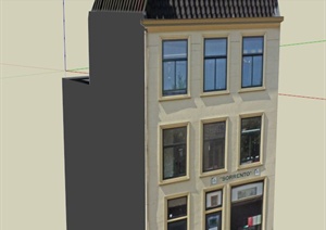 三层简洁商业楼建筑设计SU(草图大师)模型