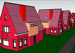 多栋民居住宅建筑设计SU(草图大师)模型