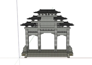 某古典中式景观牌坊设计SU(草图大师)模型