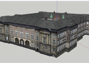 某欧式合院住宅建筑设计SU(草图大师)模型
