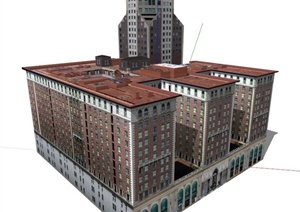 欧式商住楼建筑设计SU(草图大师)模型2