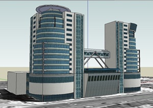 现代轴对称高层办公建筑设计SU(草图大师)模型
