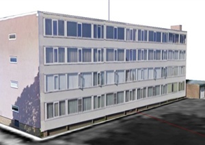 某现代四层办公楼建筑SU(草图大师)模型